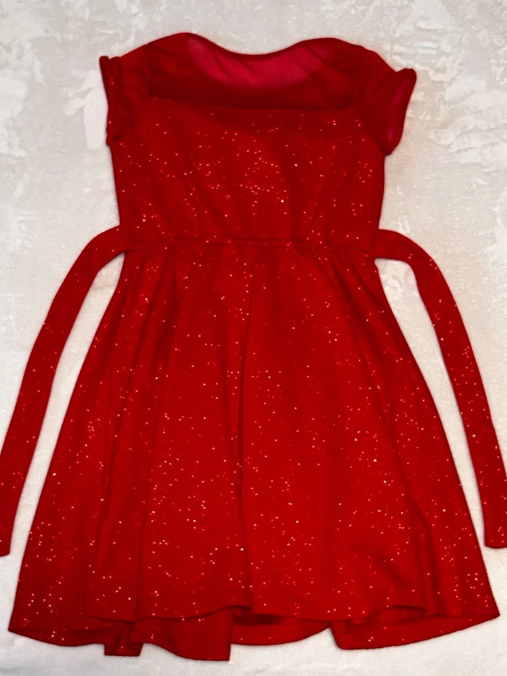 Bonnie Jean Red Sparkle Bow-Accent Party Dress